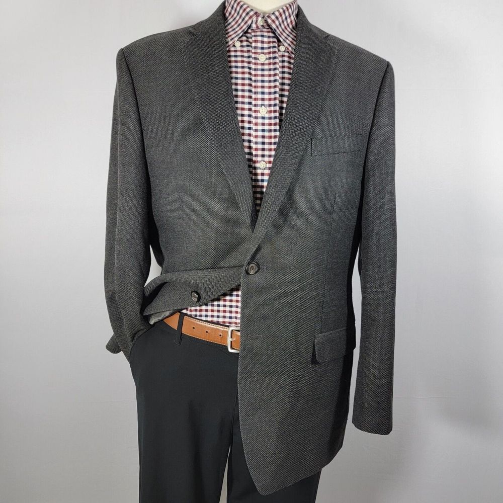 Lauren Ralph‎ Lauren Men's Sport Coat Blazer Two Button Ch Gry Hopsack Poly 44L